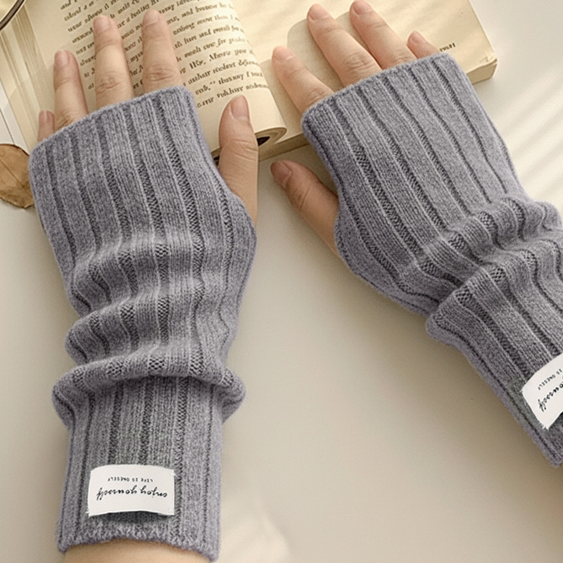 Winter Fingerless Knitted Glov - Wool Glove Lined ulasan dan harga