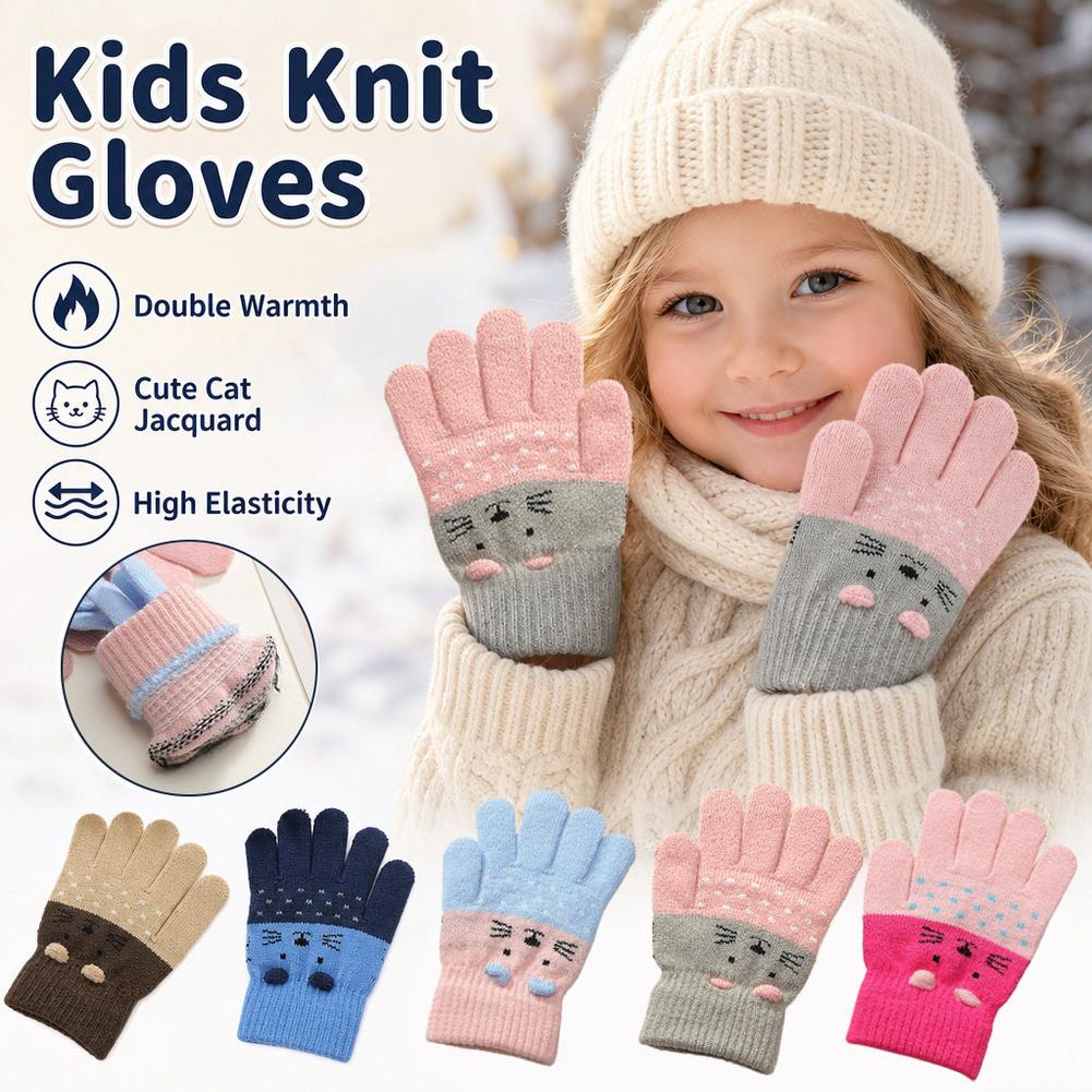 Kids Knit Gloves Winter Fleece - Wool Glove Lined ulasan dan harga