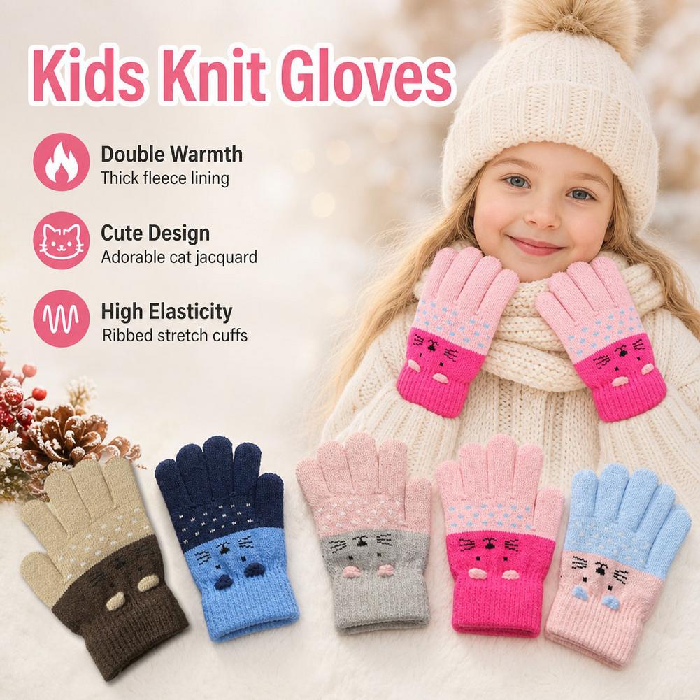 Kids Knit Gloves Winter Fleece - Wool Glove Lined ulasan dan harga