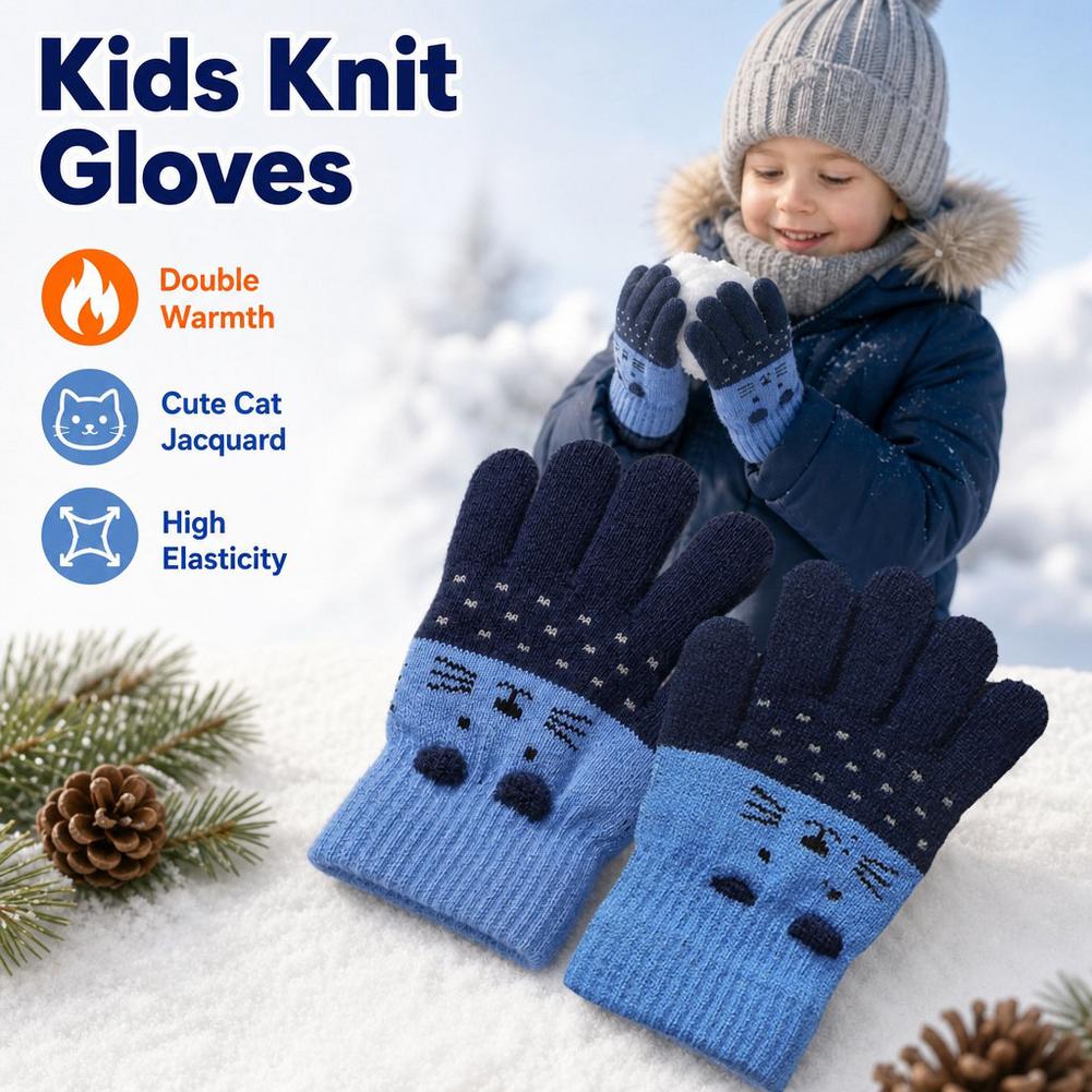 Kids Knit Gloves Winter Fleece - Wool Glove Lined ulasan dan harga