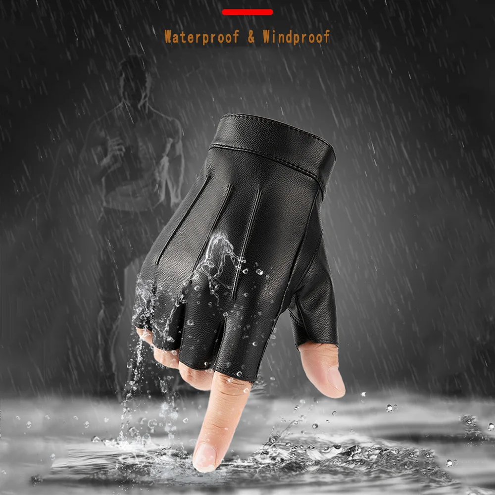 1 Pair Windproof Fingerless Dr - Leather Driving Glove ulasan dan harga